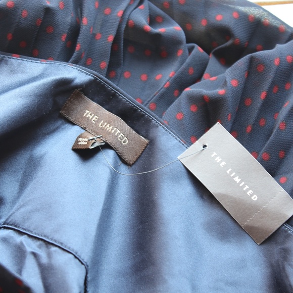 NWT The Limited Red Navy Polka Dot Pleated Skirt - Picture 3 of 7